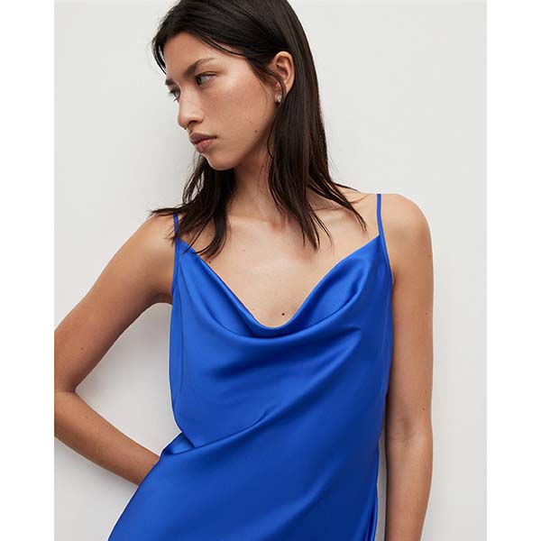 Allsaints Australia Womens Hadley Cowl Neck Midi Slip Dress Blue AU40-138